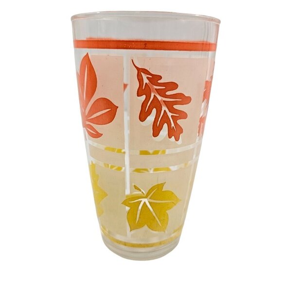 Hazel Atlas Frosted Fall Leaves Large 22 Oz Tumbler Drinking Glasses – Set of 2 - Picture 4 of 17